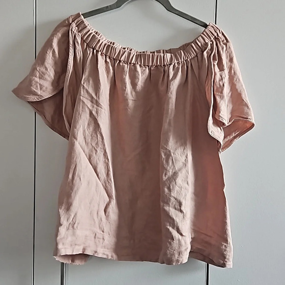 Cuyana Tops - Cuyana size S women's off shoulder pink top linen blend